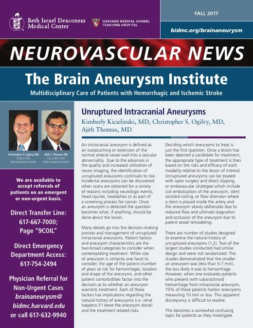 Cover of the Fall 2017 Neurovascular News