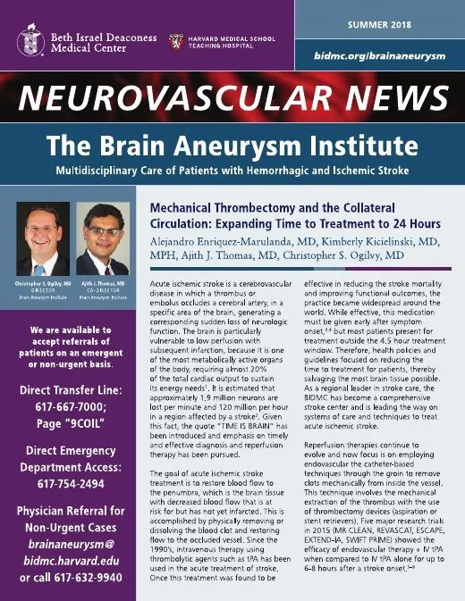 Cover of the Summer 2018 Neurovascular News