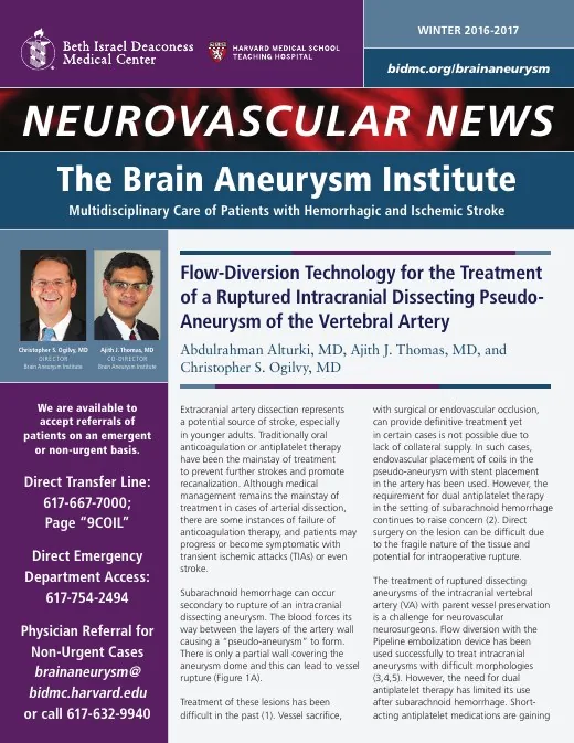 Cover of the Winter 2016-2017 Neurovascular News