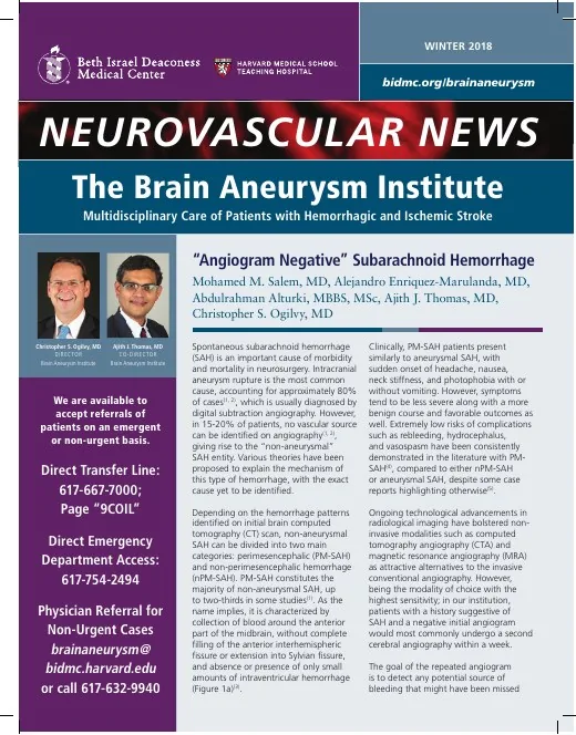 Cover of the Winter 2018 Neurovascular News