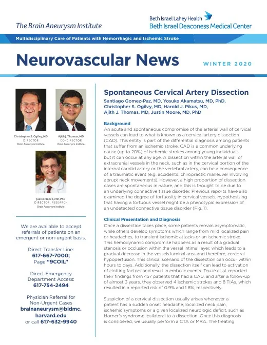 Cover of the Winter 2020 Neurovascular News